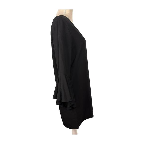 Everly women's dress black shift knee length long bell sleeves cocktail M - Picture 6 of 6